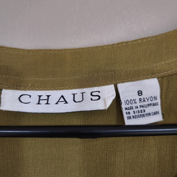 Chaus 2 Piece Set Blouse And Skirt Olive Greeb Sz 8 - Picture 3 of 5